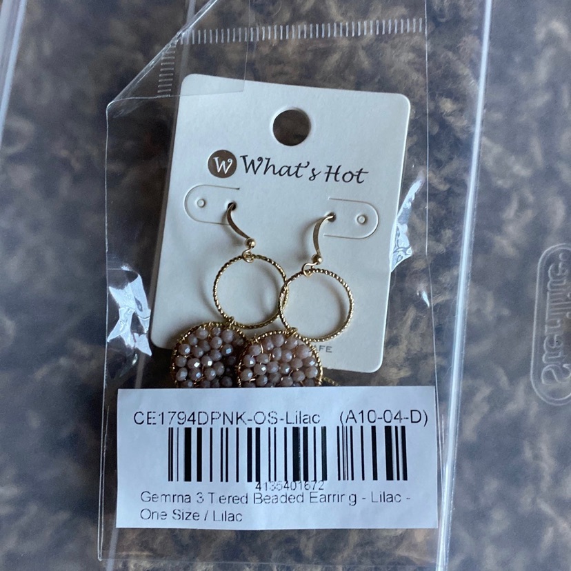 Gemma 3 Tiered Beaded Earrings - Lilac